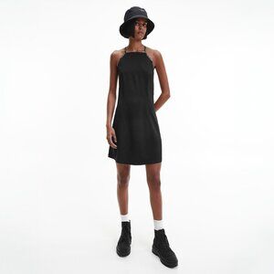 Calvin Klein Jeans Black Logo Strap Cami Dress Y2K Style